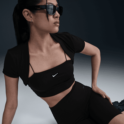 Nike Sportswear Chill KnitEnges kurz geschnittenes Mini-Rib 2-in-1-Oberteil (Damen) Begrenzte Freigabe
