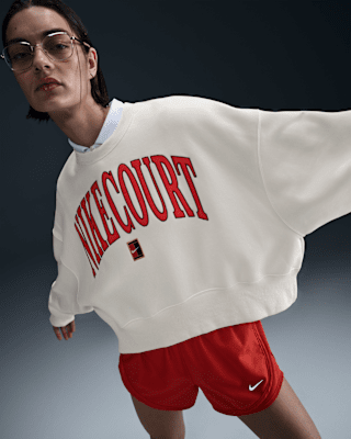 NikeCourt Phoenix FleeceOver-Oversized-Sweatshirt mit Rundhalsausschnitt (Damen)