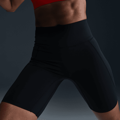 Nike UniversaBike-Shorts mit mittlerem Halt hohem Bund und Taschen für Damen (ca. 20 cm) Top Angebot