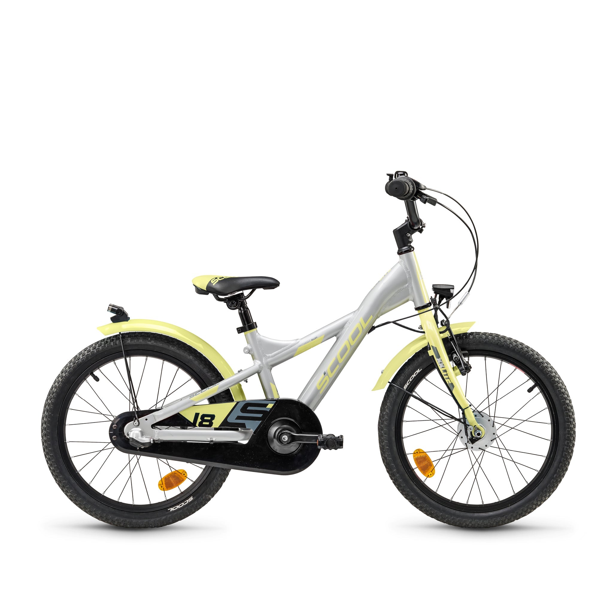 S'COOL S'COOL Junior Bikes XXlite street 18 Zoll 3-Gang Silver/Lime &vert; fahrrad.de